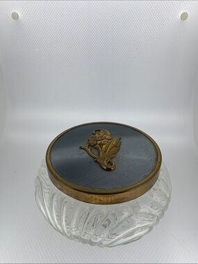 Vintage Glass.Vanity Powder Jar